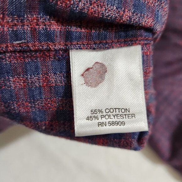 Rowm Mens Long Sleeve Button-Down Shirt Red/Blue Checkered size LT - Picture 4 of 11